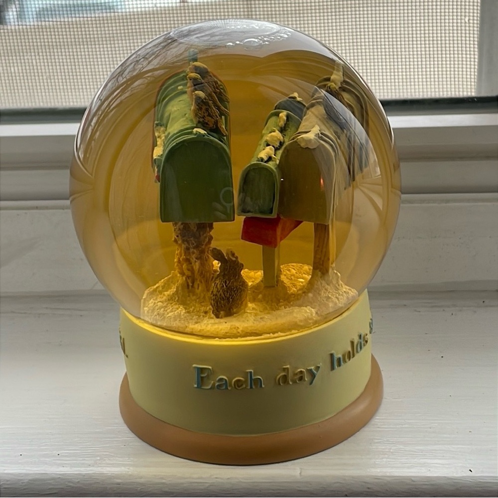 Hallmark Marjolein Bastin Snow Globe Mailboxes Birds & Rabbit Collectible